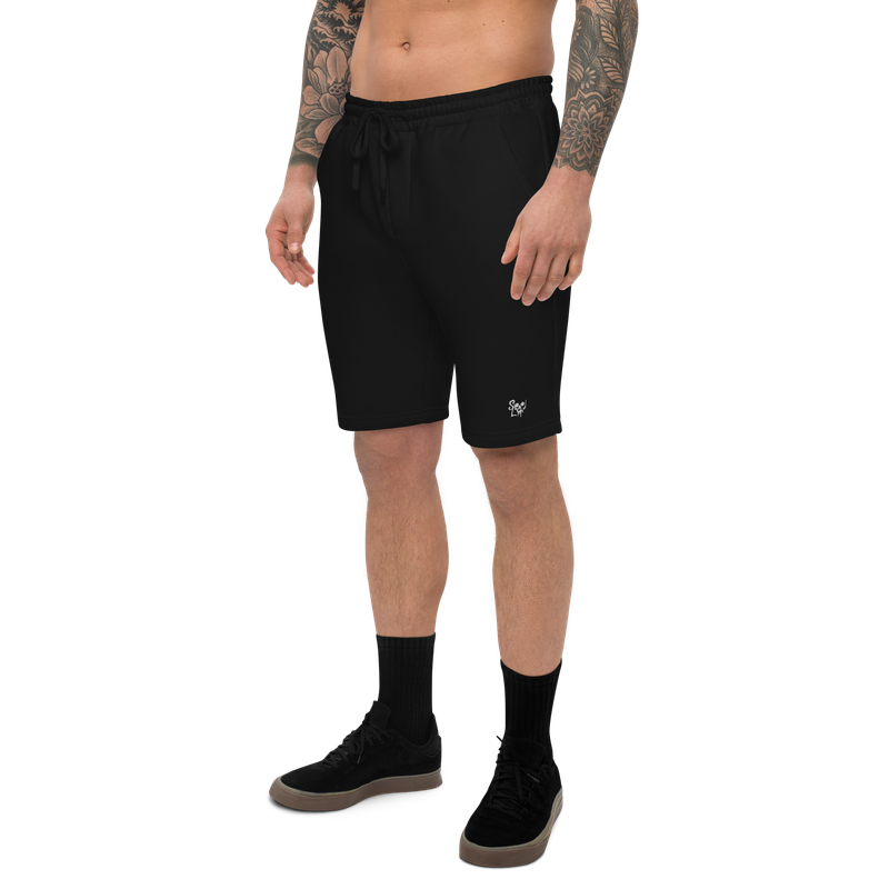 Embroidered Bleeding Skull Fleece Shorts