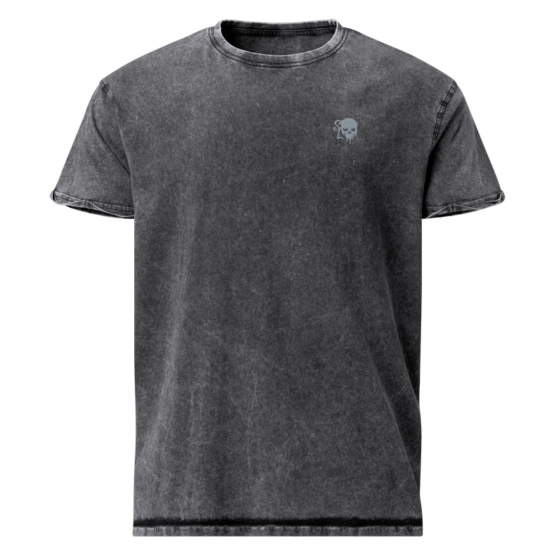 Bleeding Skull Black Denim T-Shirt
