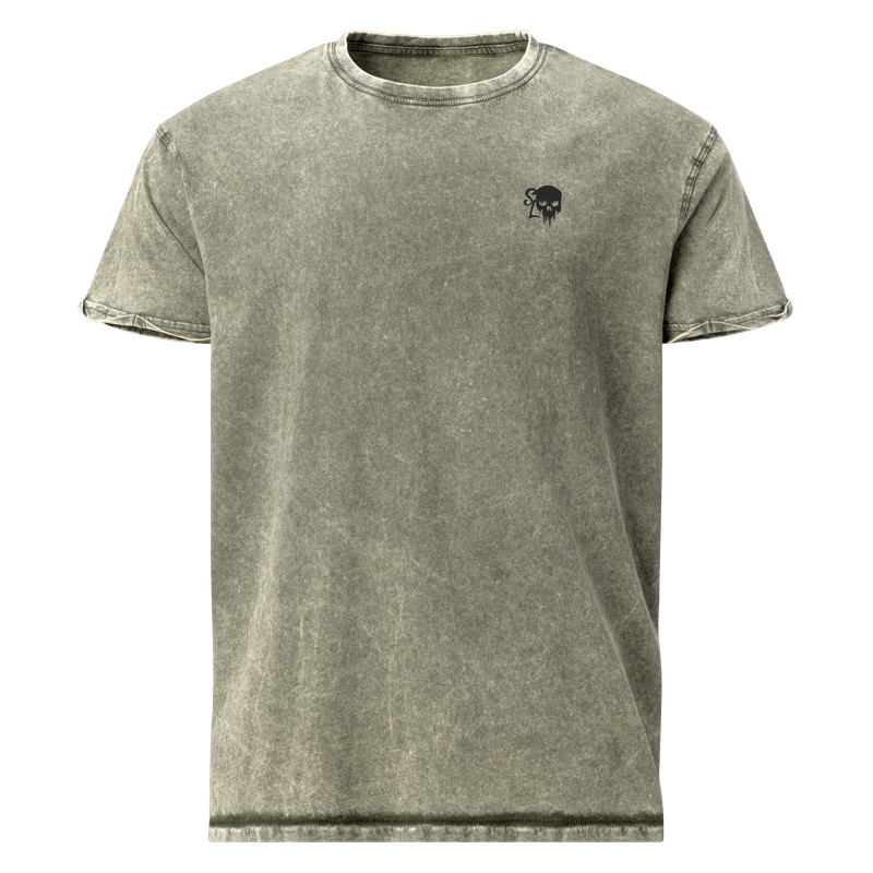 Bleeding Skull Dark Olive Denim T-Shirt