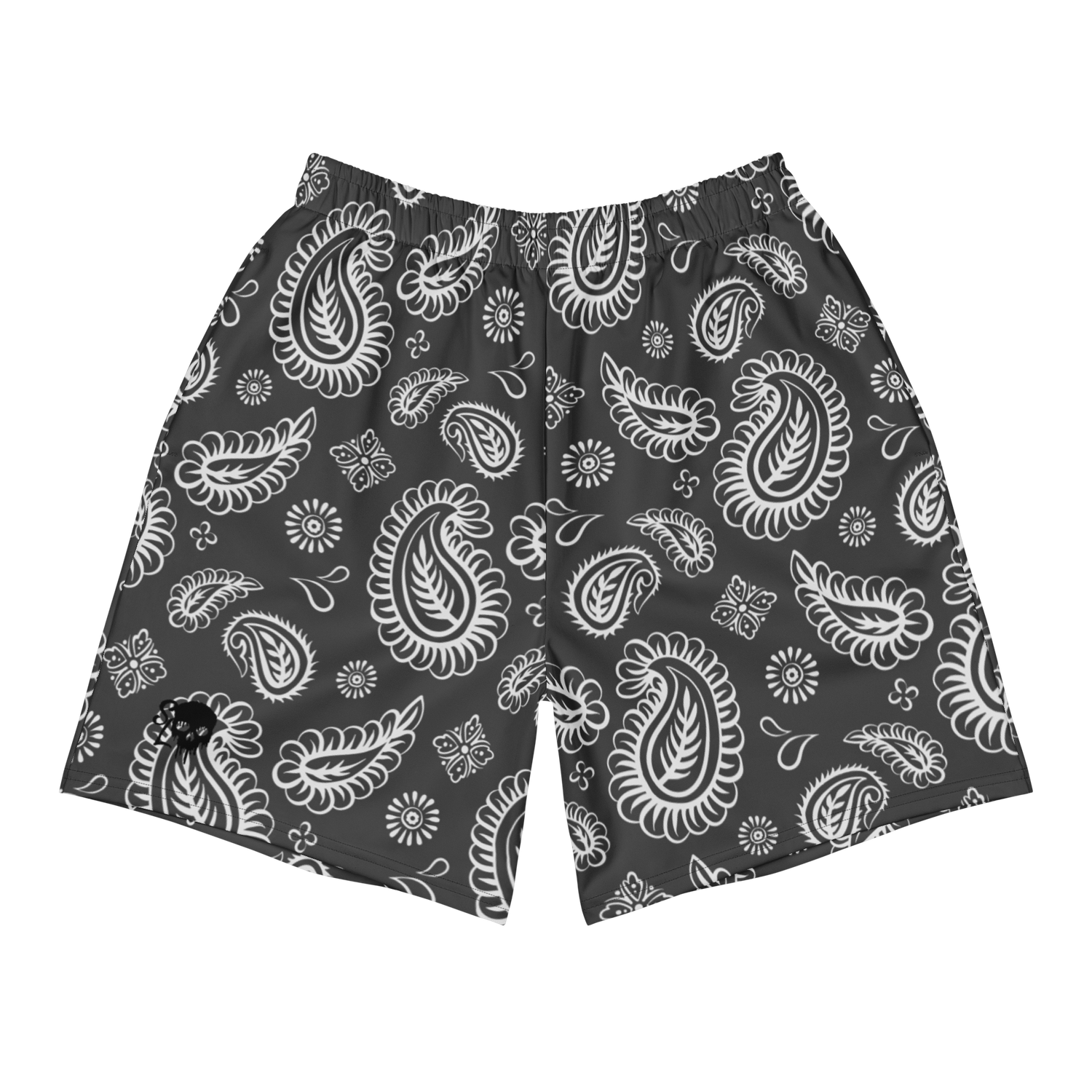 Paisley Matte Black Gym &amp; Swim Shorts