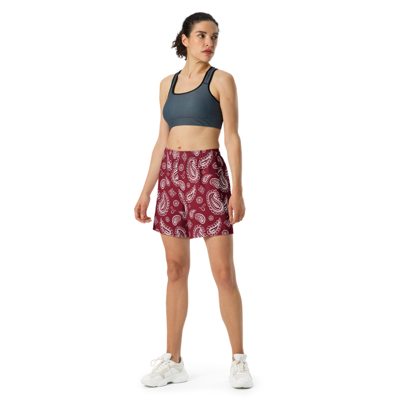 Paisley Blood Red Gym &amp; Swim Shorts