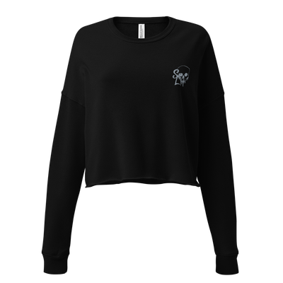Embroidered Bleeding Skull Crop Sweatshirt
