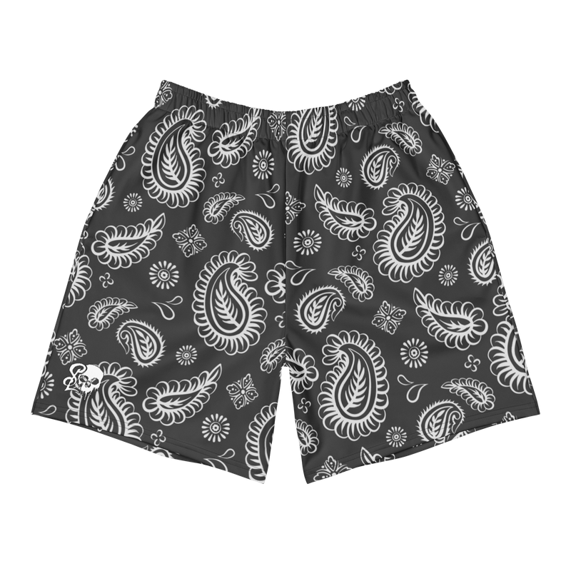 Paisley Matte Black Gym &amp; Swim Shorts