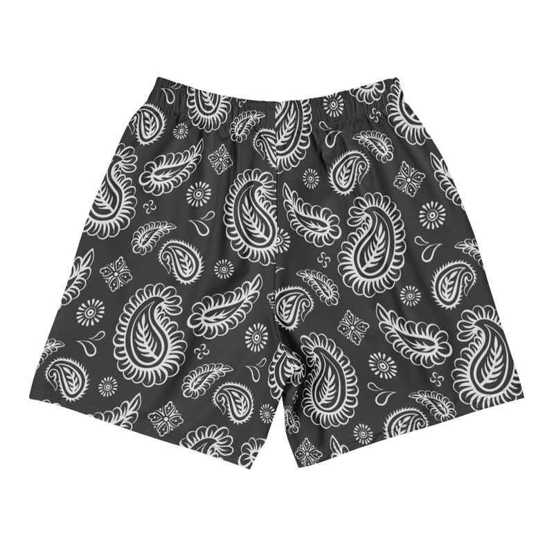 Paisley Matte Black Gym &amp; Swim Shorts
