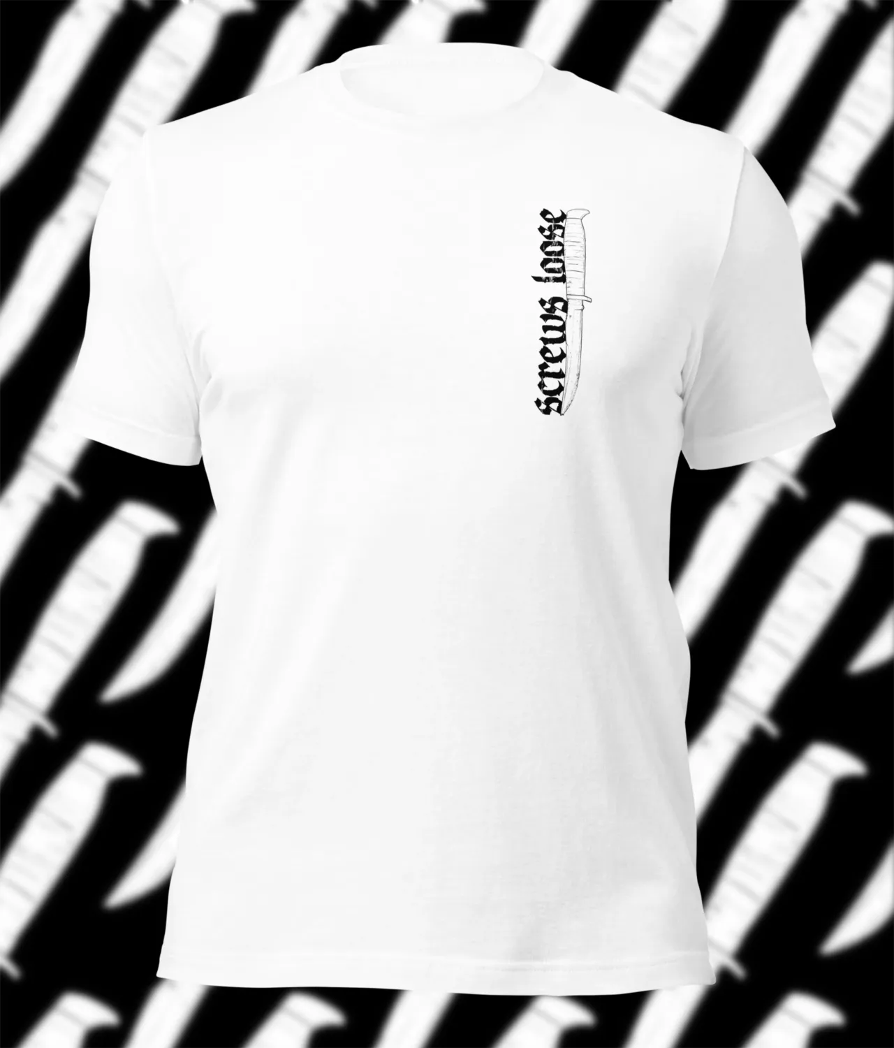 Alternative tattoo lover shirt featuring a gothic knife graphic and humorous warning against touching tattoos
