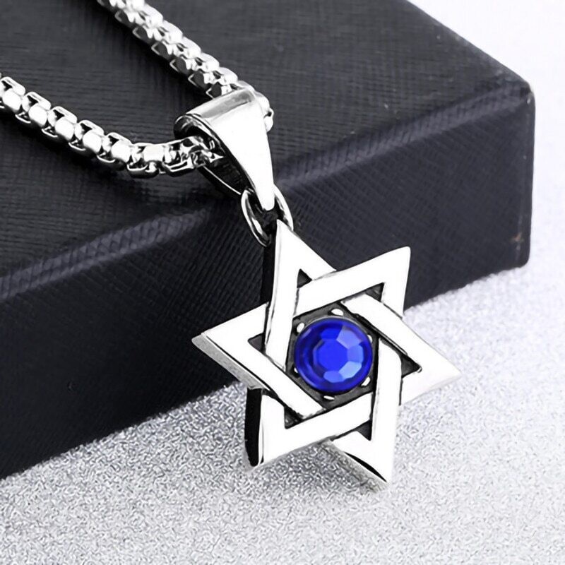 Fashion Mysterious Style Zircon Six Pointed Star Pendant Necklace Men&#39;s Charm Rock Party Jewelry - Pendants