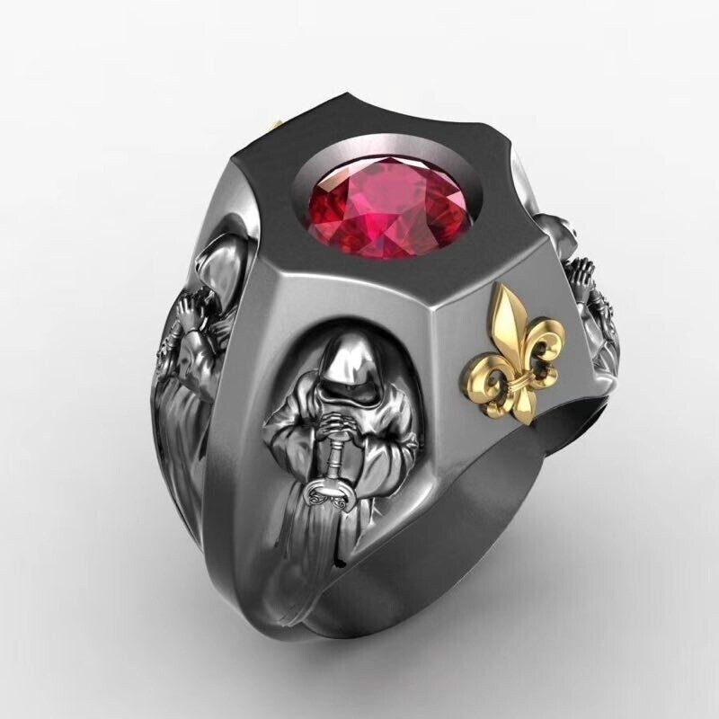 New Fashion Vintage Catholic Christian Red Gem Ring Men And Women Party Jewelry|RingKing