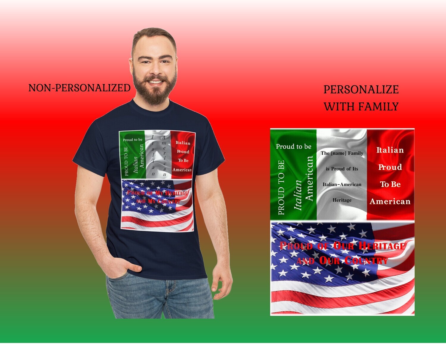To Personalize or Not To Personalize - Italian American Heritage Collection Cotton Tees - Starting at $12.75