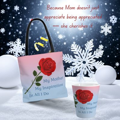 Rose Tote Bag and Matching Latte Mug - Holiday Special for Mom