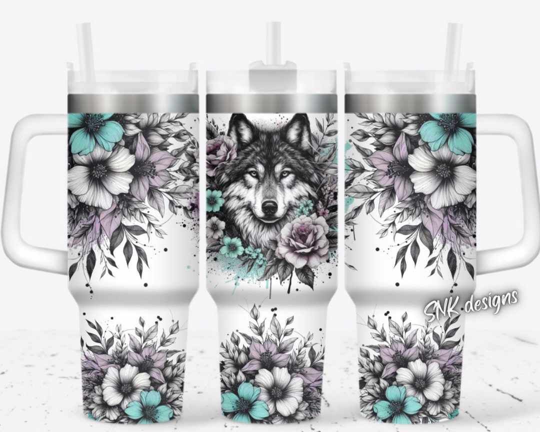 Wolf With Flowers