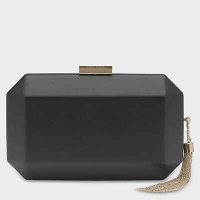 Lia Facetted Black Clutch with Tassle Purse