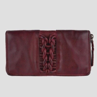 5081 Mels | Braided Leather Continental Wallet | Detachable Straps- Wine