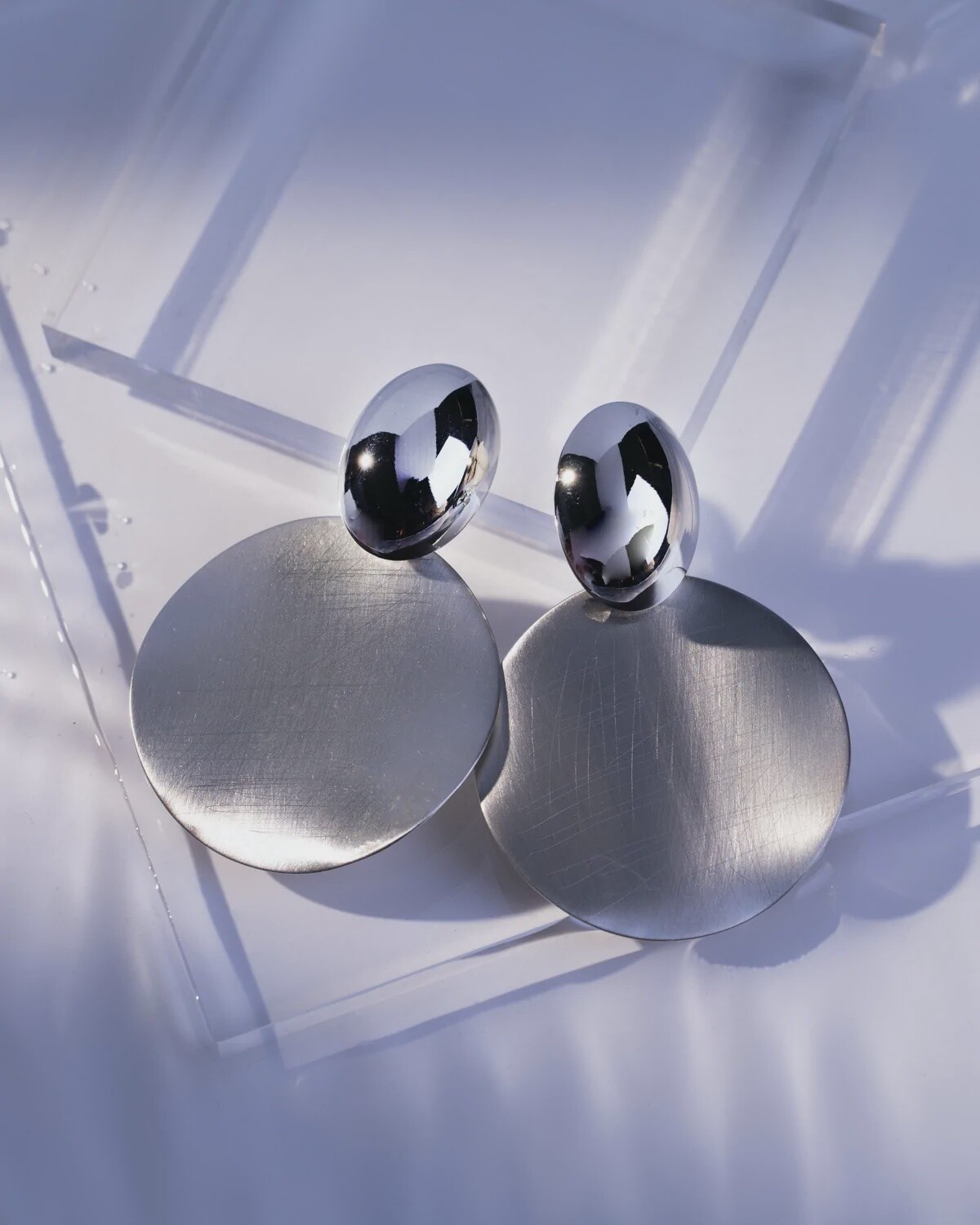 Rhodium Plated Sphere Earrings- Silver