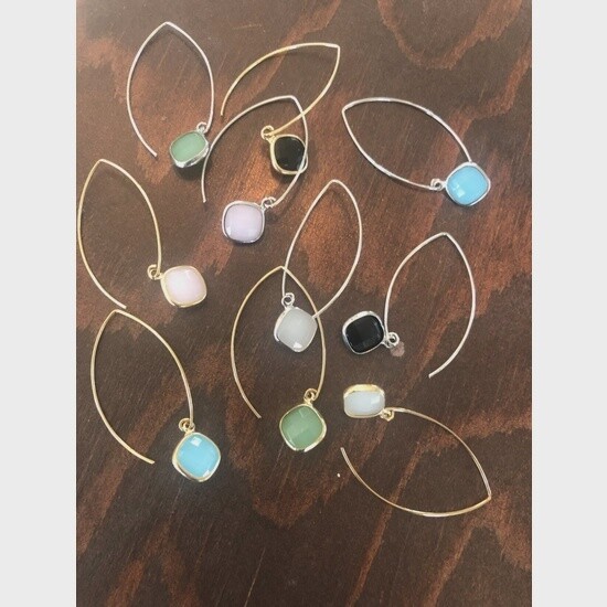 Tear Drop Marquis Glass Stone Pendant Earrings