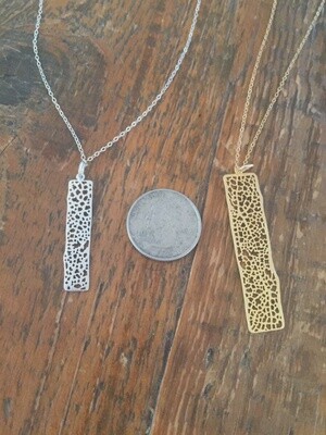 Small Mesh Bar Pendant Necklace Silver