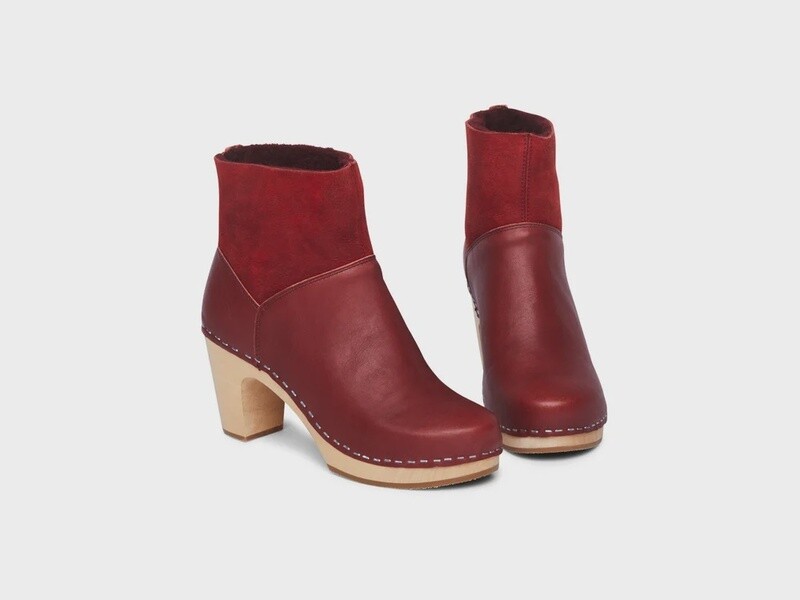 Shearling Bootie- Wine Red Boots