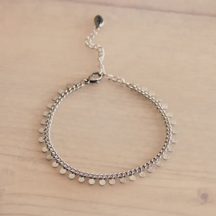 Steel Chain Bracelet with Coins - Silver