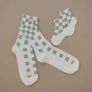 Dropout Checkerboard-Sage Socks