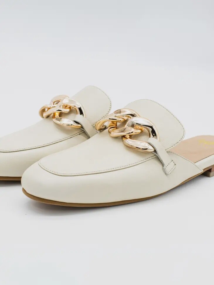 Charm Mules- Ivory Leather