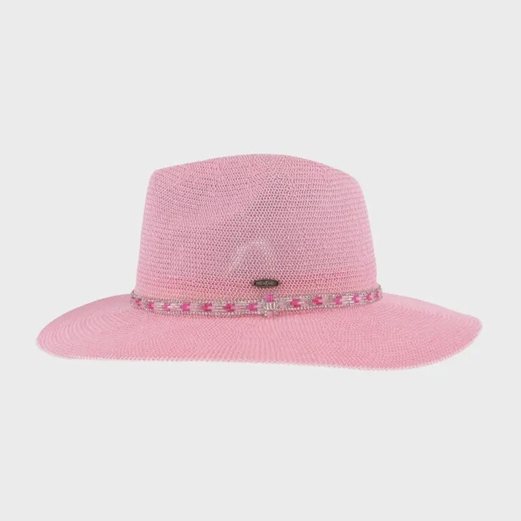 Knit Rhinestone Bugle Bead Trim C.C. Panama Hat
