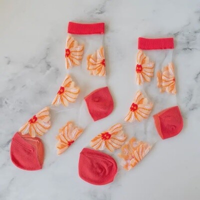 Floral Mesh Casual Socks
