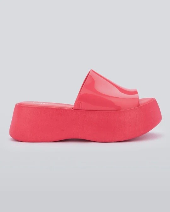 Melissa Becky Slide Platform Sandals- Bright Pink