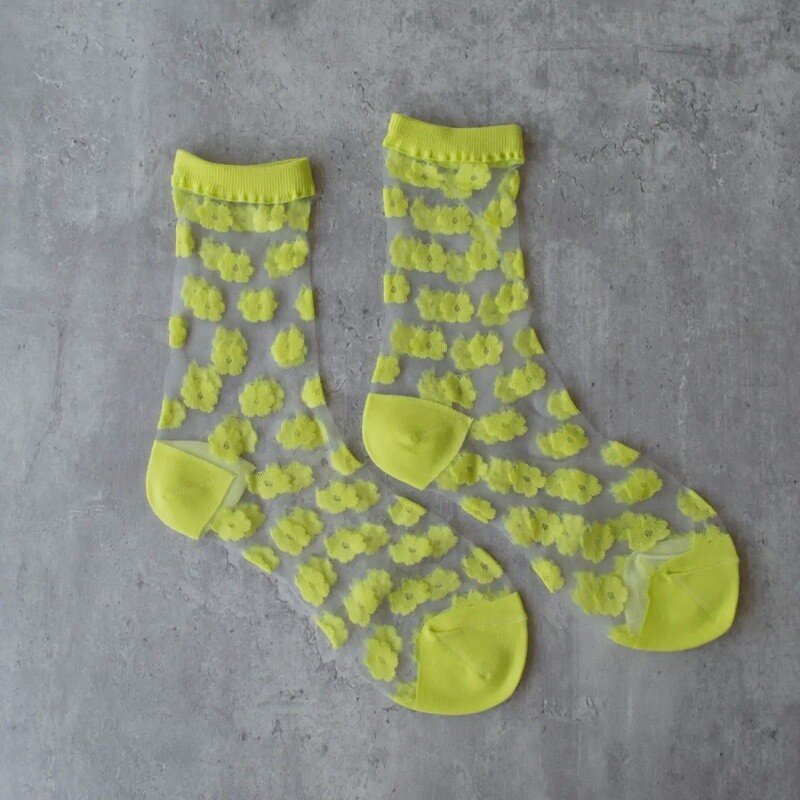 Daisy Mesh Casual Socks Lime