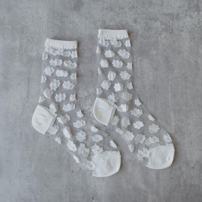 Daisy Mesh Casual Socks White