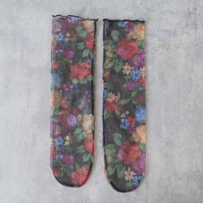 Floral Pattern Mesh Socks