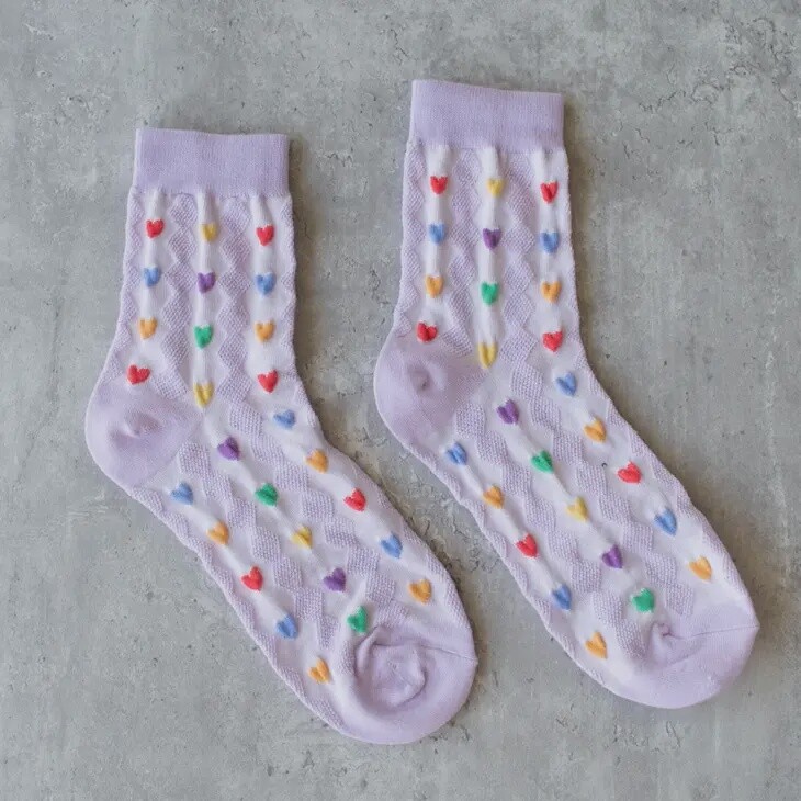 Multiple Heart Casual Socks- Lilac