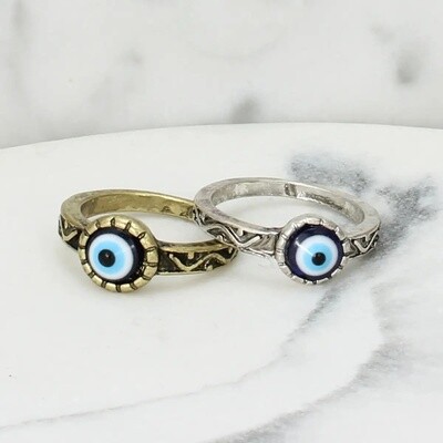 Antiqued Evil Eye Ring