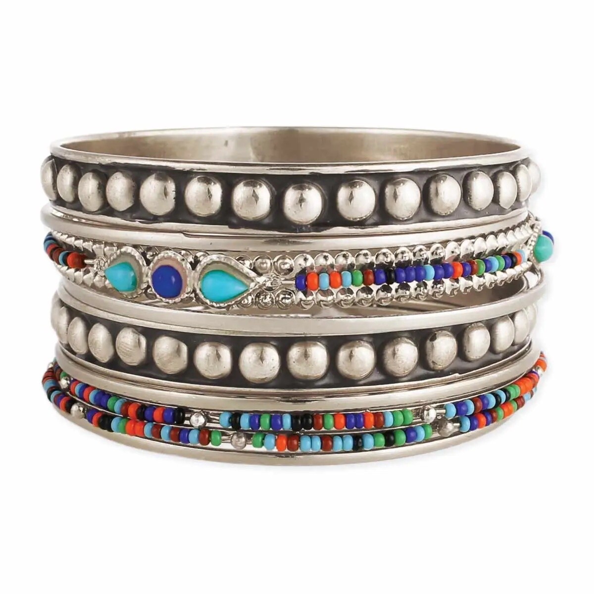 Silver Multi Bead Bangles