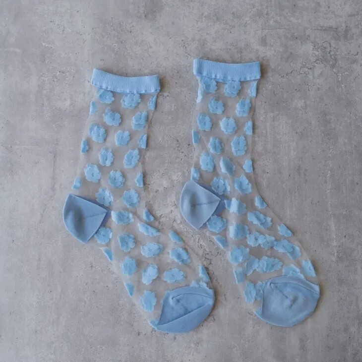 Daisy Mesh Casual Socks Light Blue