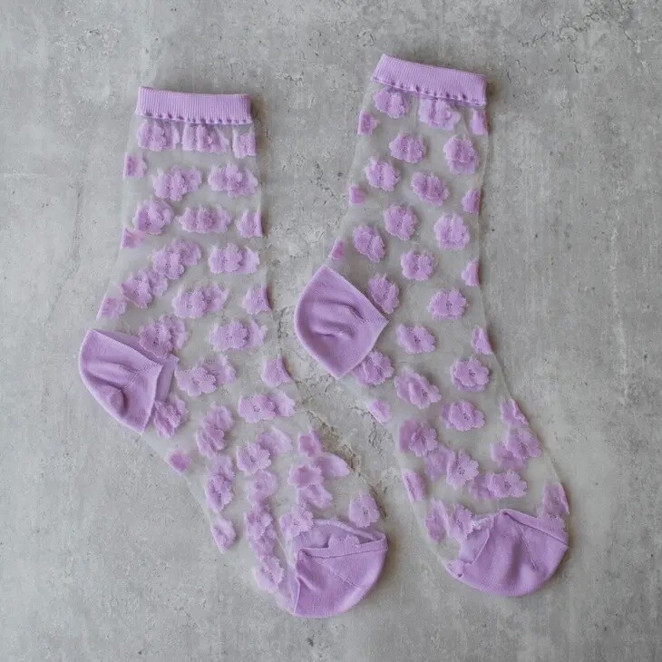 Daisy Mesh Casual Socks Lilac
