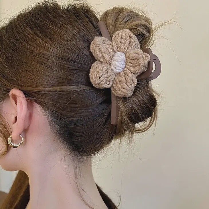Braided Flower Hair Claw Clip