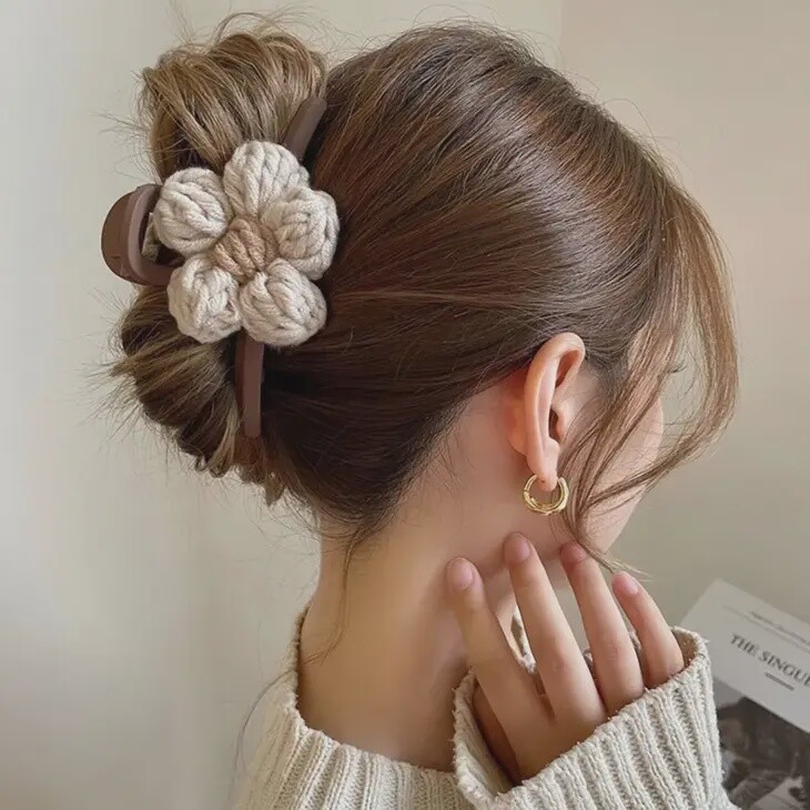 Braided Flower Hair Claw Clip