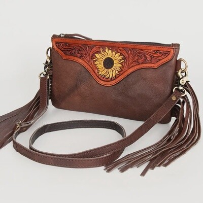 Brown Clutch with Flower