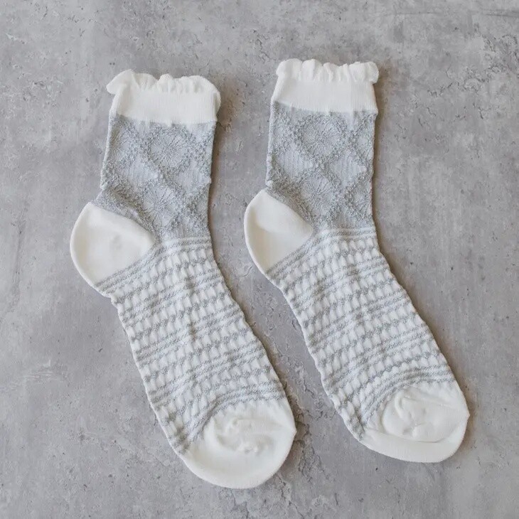 Glitter Ruffle Socks- White