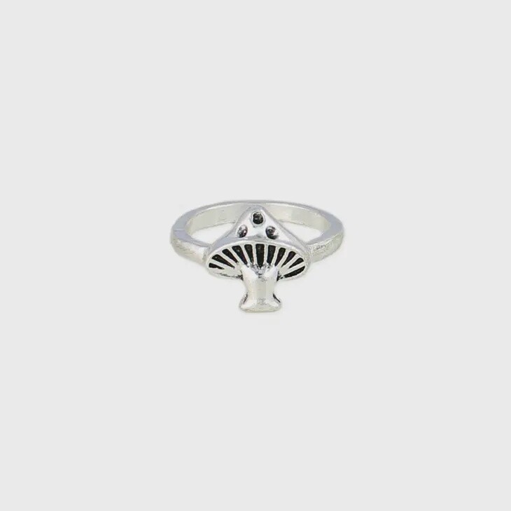Silver Toadstool Mushroom Ring