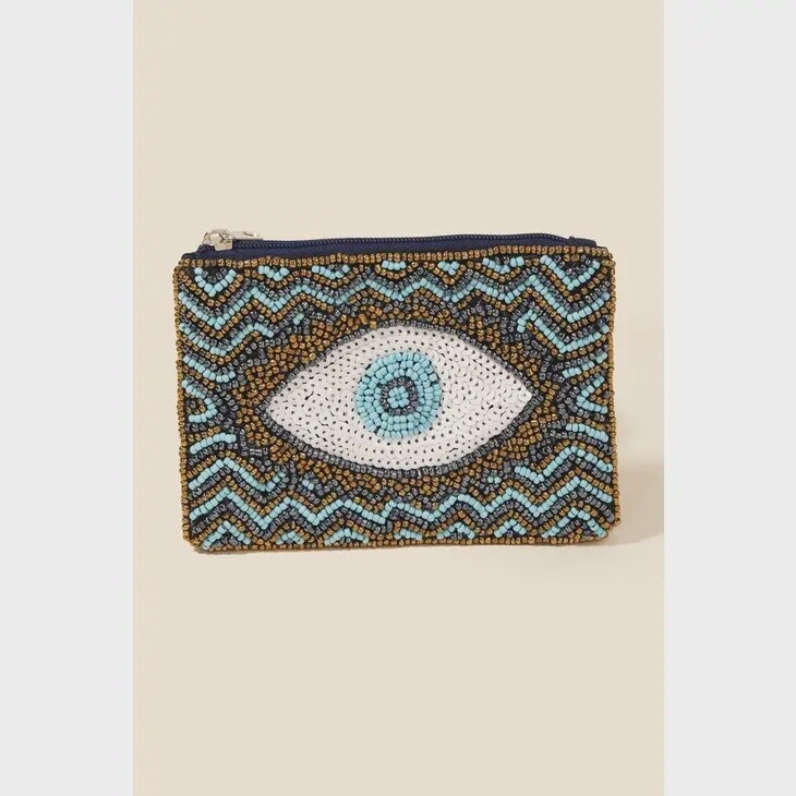 Mini Bead and Sequin Eye Coin Purse