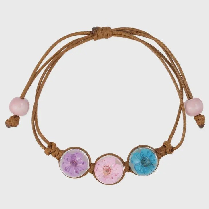 Dried Flower Pull Bracelet, Colour: Multi