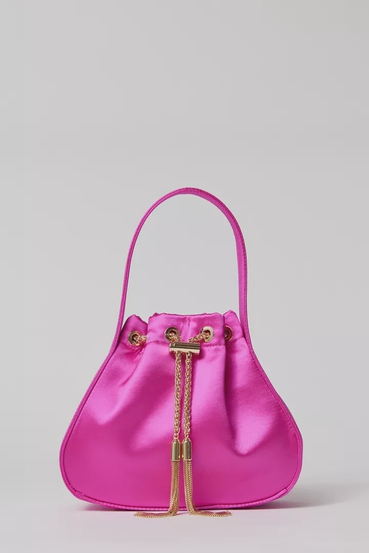 Miki Fuchsia Satin Drawstring Bag