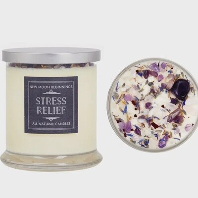 Stress Relief Lavender Herb & Crystal Candle