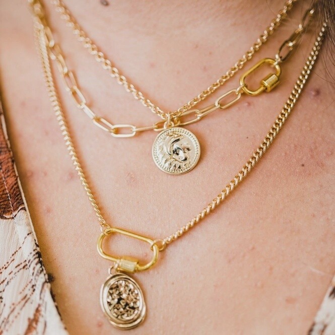 Vera Triple Chain and Coin Necklace