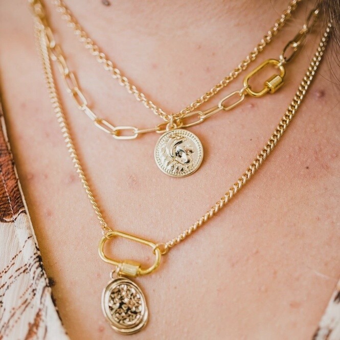 Vera Triple Chain  and Coin Necklace
