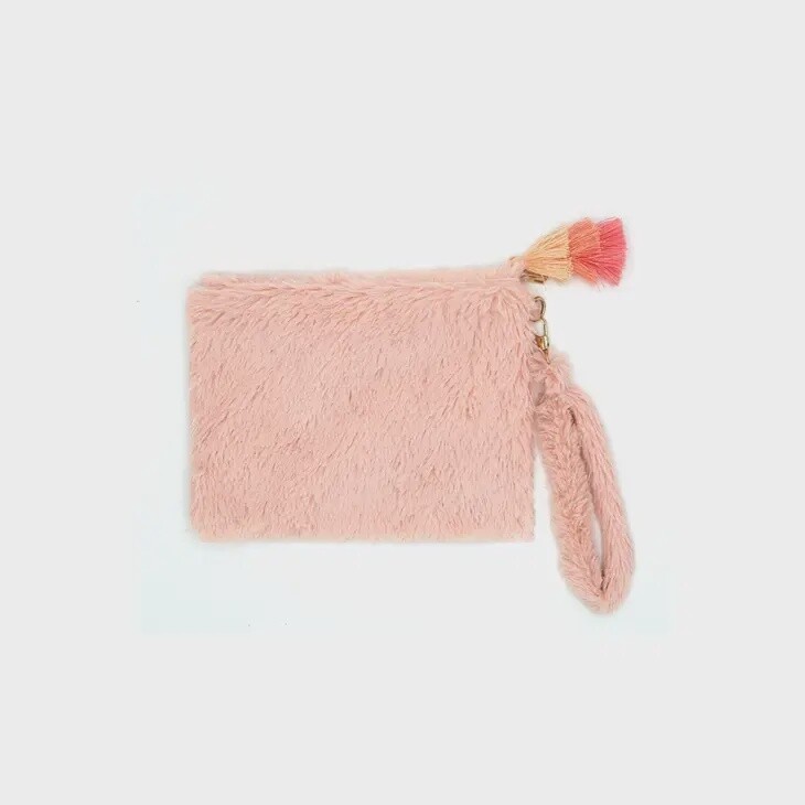 Faux Fur Square Wristlet Bag