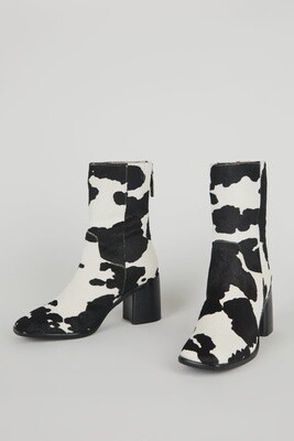 PG Cow Print Boots- Black Moo
