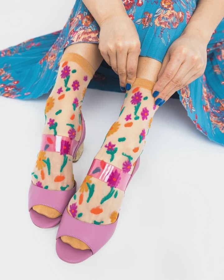 Ditsy Floral Sheer Ankle Socks
