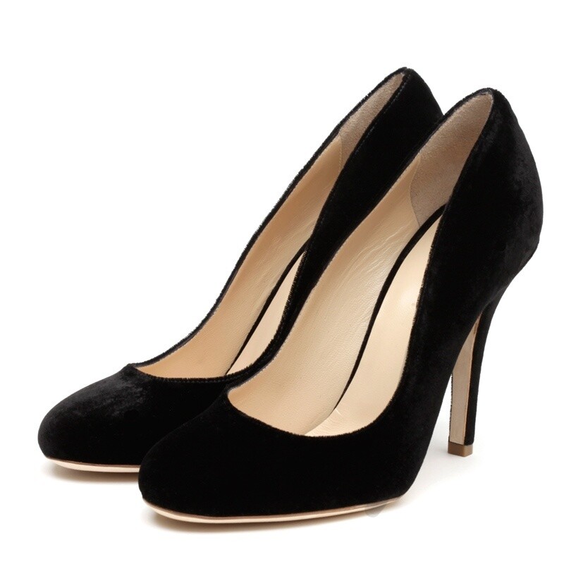 Elle Black Velvet Heels