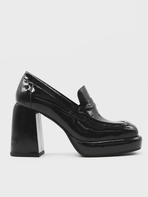 Patent Leather Platform Loafers- Black